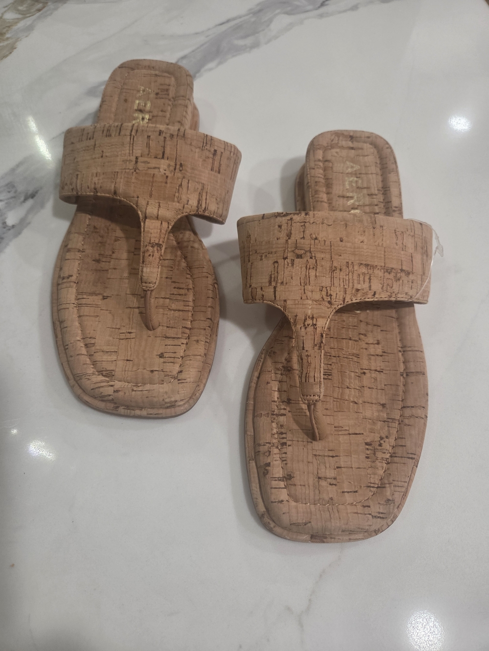 AEROSOLES Cork-Style Thong Sandals - Tan/Cork